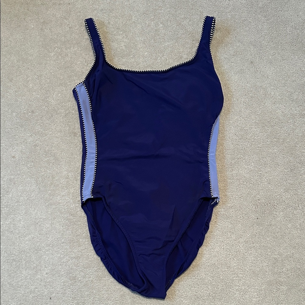 Miraclesuit Navy One-Piece Swimsuit with Light Blue Side Panels